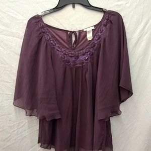 Pretty Good nightclub blouse embroidery & beaded top XL